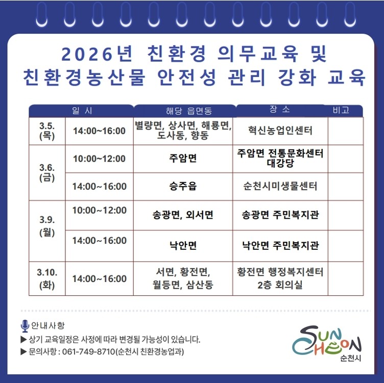 순천시, 친환경 농산물 재배 농가 의...